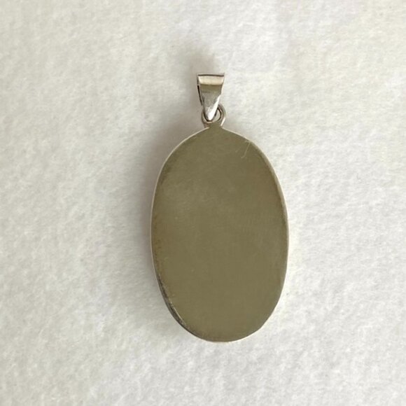 Sterling Silver 925 1.91" Oval Faux Lapis Pendant 9g Thai SX Sally C. Treasures - Picture 5 of 16